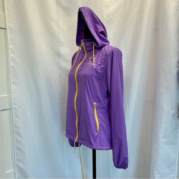 Nike Livestrong purple yellow full zip hooded athletic sports windbreaker Sz M - Picture 4 of 15